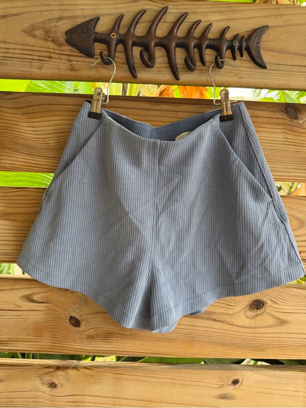 lululemon athletica Light Blue Ribbed High-Waist Shorts